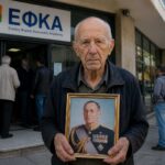 Εικόνα ηλικιωμένου άνδρα έξω από τον ΕΦΚΑ στην Αθήνα – αναπαράσταση